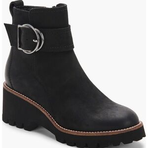 Blondo Black Nubuck‎ Waterproof Ankle Boots with Buckle Detail